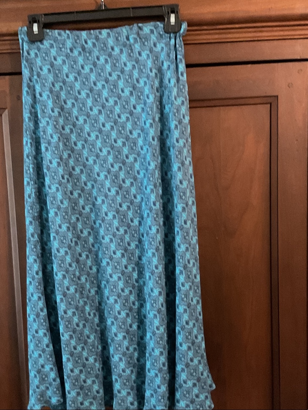 Printed Teal Midi Skirt with Flattering A-Line Draping